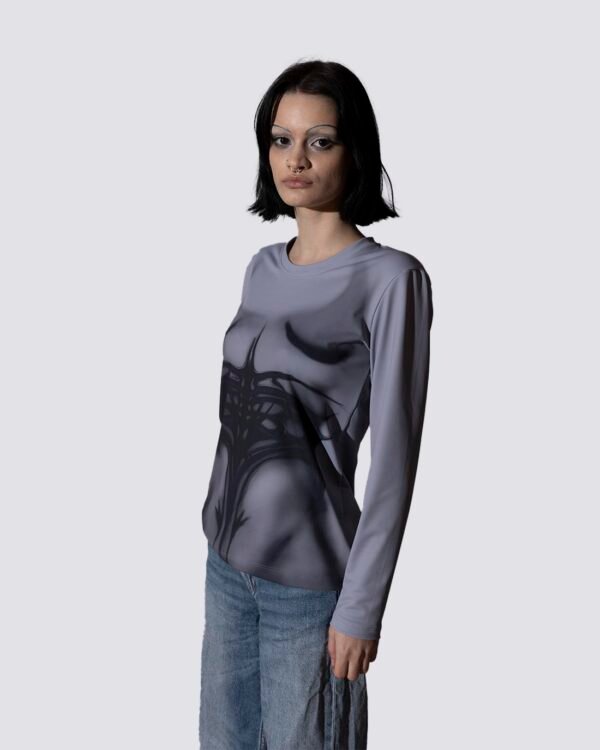 Grey Airbrushed Tattoo Long Sleeve